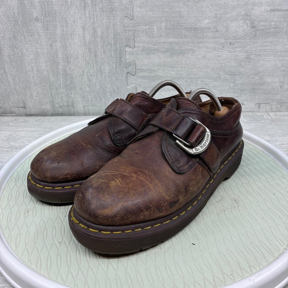 Vintage Dr. Martens 8314 Monk Strap Shoes Mens 11 Brown Leather Buckle Loafer